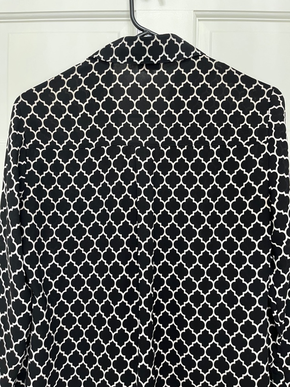 Express Portofino Slim Fit Black & White Trellis Button Up Shirt - Size Small - Picture 7 of 10